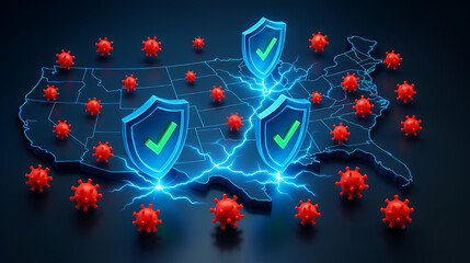 USA Cybersecurity Protection 3D Illustration
