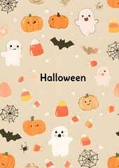 Fototapeta premium Halloween Celebration Concept with Festive Characters and Spooky Greetings