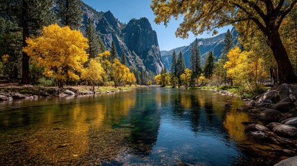 Autumnal Reflection in a Mountain Lake