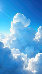 Vast expanse of fluffy white cumulus clouds drifting across a brilliant azure sky, a breathtaking summer day scene , cloud formations, bright, white