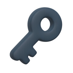3D Render Minimal key icon representing security and access for websites or apps.