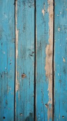 Fototapeta premium Aged, weathered, light teal blue wood planks. Vertical grain
