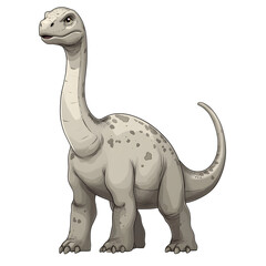 Grey Sauropod Dinosaur Illustration on Transparent Background