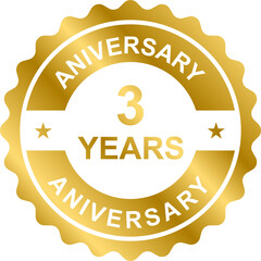 3 years anniversary gold icon for graphic design, logo, website, social media, mobile app, UI illustration