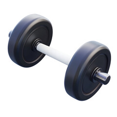 Black Dumbbell with White Handle on Transparent Background