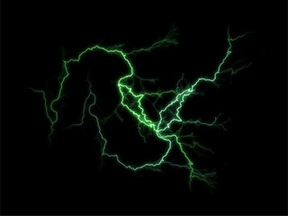lightning in the night, Electric plasma glowing force on transparent backgrounds 3d illustrations  - 1