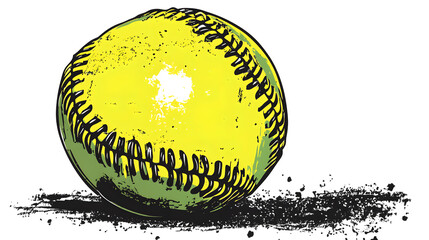Yellow Softball on Dark Background