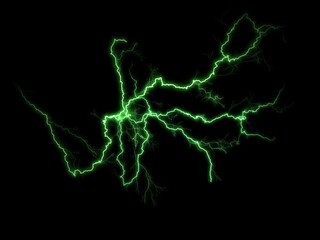 Lightning flash breaks the colored storm as thunderbolt glows across the sky. Spark and PNG lightning light shine behind a powerful bolt of thunder. lightning bolt with bright flare and electric