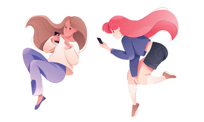 Young Women Actively Engaged in the Dynamic World of Mobile Technology and Innovations