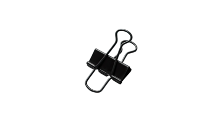 Black metal binder clip isolated on white.
