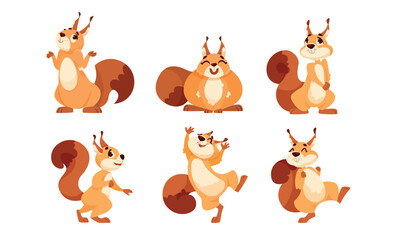Charming and delightful Pixel Art Squirrels depicted in Various Fun and Unique Poses