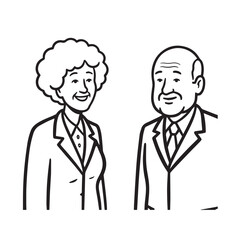 Old people black and white illustration vector image simple minimalist artwork design template