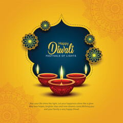 Fototapeta na wymiar Indian festival of lights Happy Diwali, holiday Background, Diwali celebration greeting card, abstract vector illustration design. 