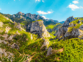 Azure Neretva river and canyon neretva betwen jablanica and mostar in Bosnia. mountains in a narrow place in the canon