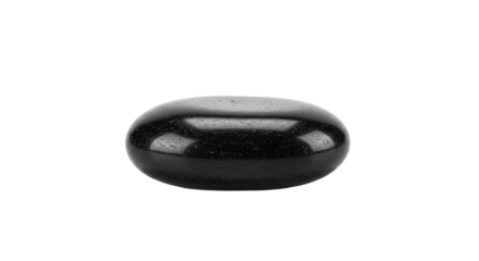Black round smooth stone object.