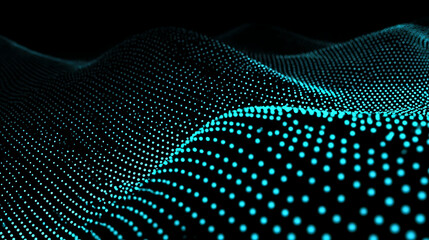 Capture a futuristic grid of dots moving in synchronized wave motion