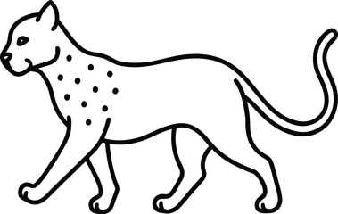 Fototapeta premium Vector art of stylized line art illustration of a walking leopard