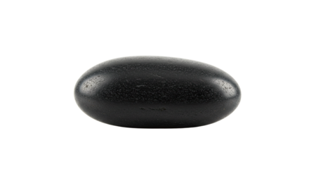 Black smooth oval stone isolated on white 1.