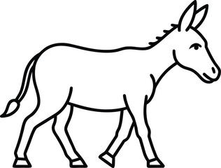 Obraz premium Vector art of simple black and white line art illustration of a donkey