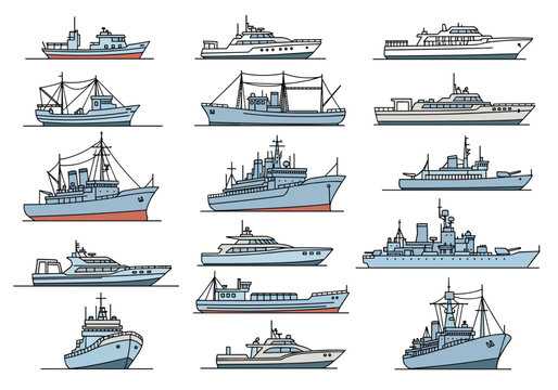 Collection of various ships and vessels.