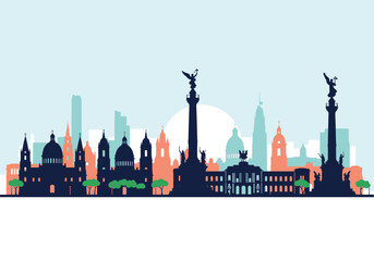 Fototapeta premium A beautiful skyline of historic buildings and modern architecture.