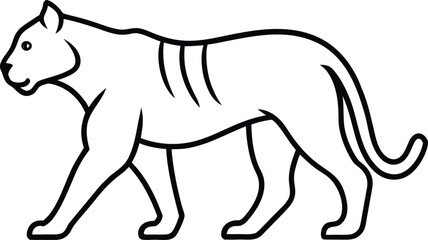 Fototapeta premium Vector art of a simple line drawing of a tiger walking, isolated on a