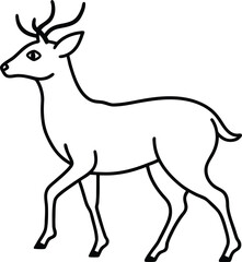 Vector art of a simple line drawing of a deer with antlers, isolated on a, showcasing its elegant profile and graceful stance