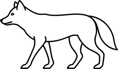Vector art of simple line drawing of a coyote walking