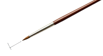 Closeup of a paintbrush with wooden handle.