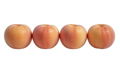 Four Golden Apples in a Row on Black fruit yellow isolated on a transparent background