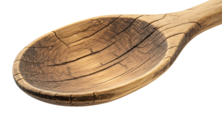 Closeup of an old cracked wooden spoon 1.