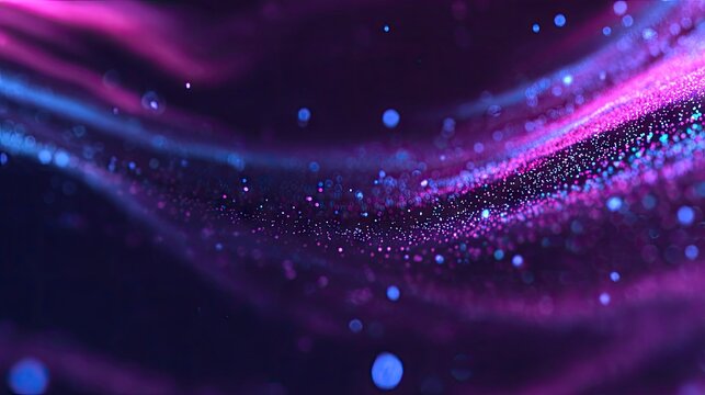 Abstract swirling particles in vibrant purple and blue hues