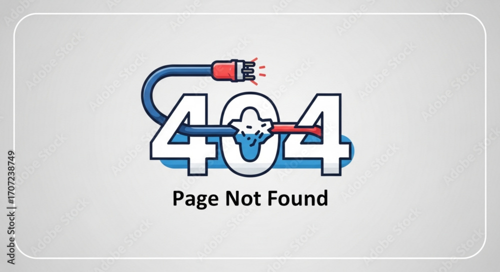 Wall mural stylized 404 error page design for website maintenance and downtime announcements, depicting a broke