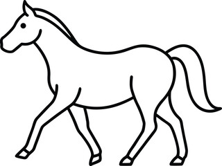 Obraz premium Vector art of a simple, clean line drawing of a horse in profile, isolated on a, perfect for educational or decorative purposes