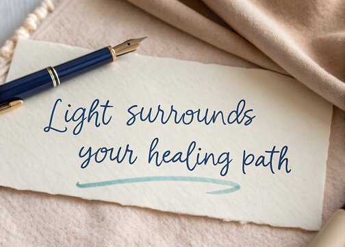 Soft beige surface prescription paper handwritten comforting inspirational text