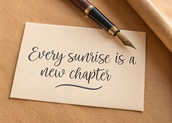 Warm beige surface prescription paper with cursive elegant handwritten quote