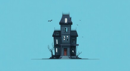 halloween haunted house vector