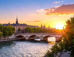 Fototapeta premium Parisian Sunset over the Seine