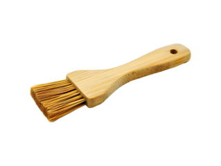bamboo wooden pastry brush with bristles isolated on transparent background