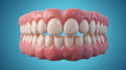 front teeth and gums recession or gingivitis 3D rendering.