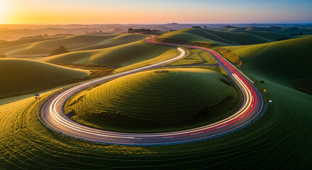 Fototapeta premium Winding Road Through Green Hills