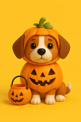 Fototapeta premium dog halloween pumpkin