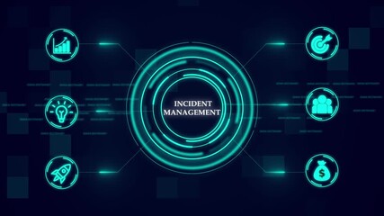 Incident Management, futuristic holographic advanced HUD circle platform Business, Technology concept. Business, technology, internet and network concept. Digital technology background. - Powered by Adobe