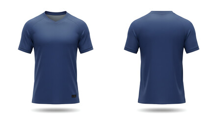 Soccer jersey template, realistic fabric texture, short sleeve, isolated on transparent background