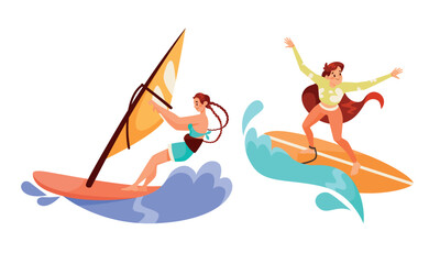 Engage in Dynamic Windsurfing and Thrilling Surfing Action on Colorful, Vibrant Waves