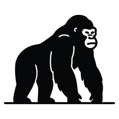 Obraz premium Powerful Gorilla Silhouette with Detailed Facial Features and Strong Muscular Body Symbol of Strength and Wildlife Conservation