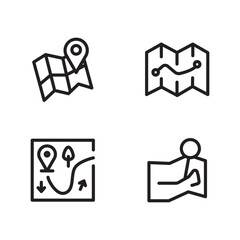Editable Map Icon Set Navigation and Travel Direction Vector Illustration