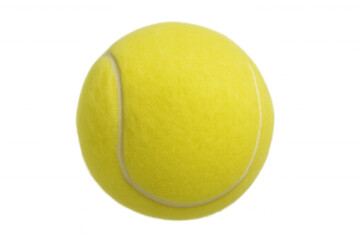 Tennis ball spinning against white backdrop, showcasing dynamic rotation and sporting intensity with crisp visual clarity