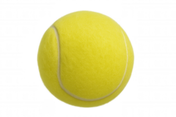 Tennis ball spinning against white backdrop, showcasing dynamic rotation and sporting intensity with crisp visual clarity