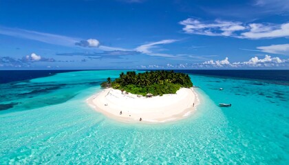 Tropical island paradise aerial view